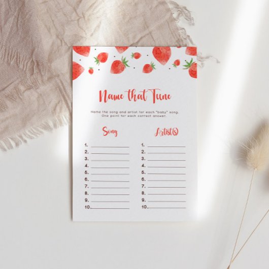 Invitation Nom That Tune Game, Berry Sweet Baby shower Jeu