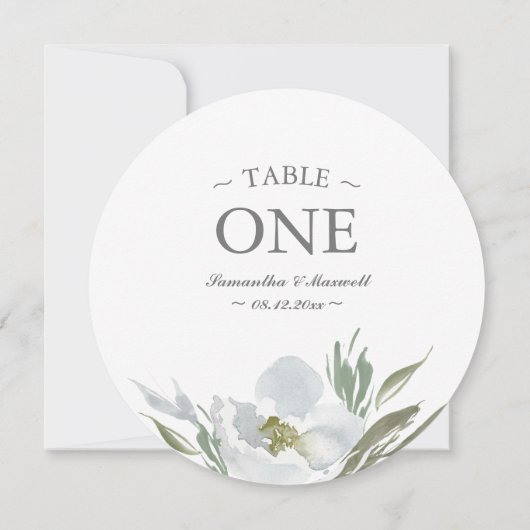 Invitation Nombre blanc d'aquarelle et gris vert de Tableau (Dos)