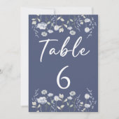 Invitation Nombre de tables de mariages de fleur sauvage bleu (Devant)