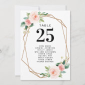 Invitation nombre de tables de script floral clair moderne (Dos)