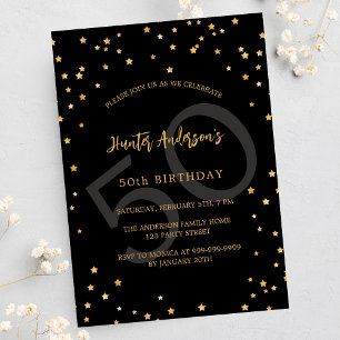 Invitation Nombre d'étoiles d'or noir
