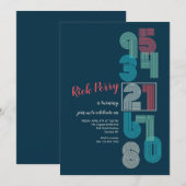 Invitation Nombre rétro Fête d'anniversaire (Devant / Derrière)