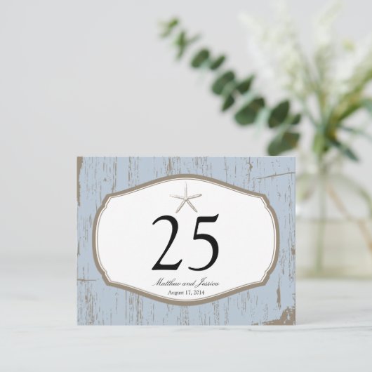 Invitation Nombre rustique de Tableau de plage d'étoiles de (Debout devant)