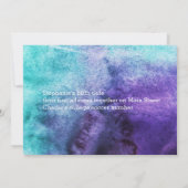 Invitation Nombres de table à l'aquarelle bleu sur violet (Dos)