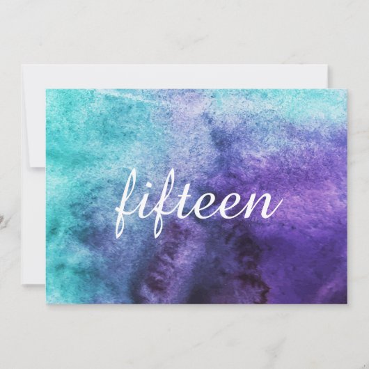 Invitation Nombres de table aquarelle bleue sur fond violet (Devant)