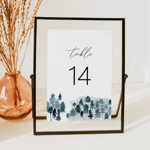 Invitation Nombres de table aquarelle d'arbre de pin rustique