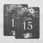 Invitation Nombres de table de grange en bois gris rustique.  (Devant / Derrière)