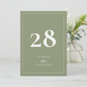 Invitation Nombres de table de mariage en mousse verte formel (Debout devant)