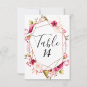 Invitation Nombres de table de mariage Rose Gold Bourgogne & (Dos)