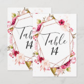 Invitation Nombres de table de mariage Rose Gold Bourgogne & (Devant / Derrière)
