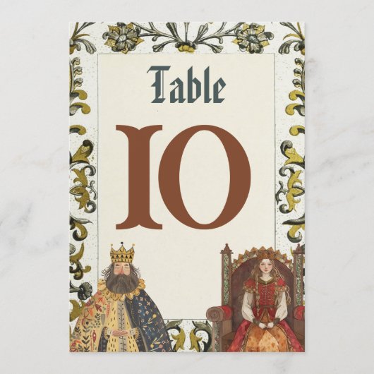 Invitation Nombres de table de mariage royal Renaissance médi (Devant)