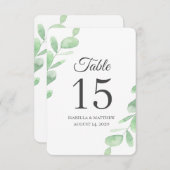 Invitation Nombres de table de mariage simples en feuilles d' (Devant / Derrière)