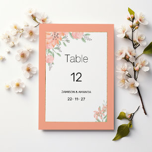 Invitation Nombres de table de printemps en or de menthe cora
