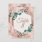 Invitation Nombres de table en rose gold et succulents rose p (Devant / Derrière)