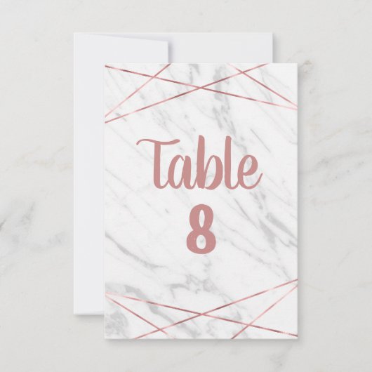 Invitation Nombres de table en triangle or rose et marbre bla (Devant)