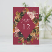 Invitation Nombres de table floraux or rustique, violet et ro (Debout devant)