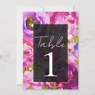 Invitation Nombres de table floraux vibrants rose et violet