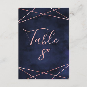 Invitation Nombres de table géométriques bleu marine et or ro