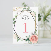 Invitation Nombres de table géométriques roses en or moderne (Debout devant)