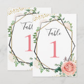 Invitation Nombres de table géométriques roses en or moderne (Devant / Derrière)