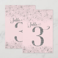 Nombres de table Pailleté Rose Fardé Argent Numéro