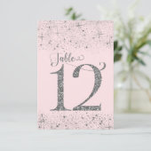Invitation Nombres de table Pailleté Rose Fardé Argenté Numér (Debout devant)