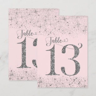 Invitation Nombres de table Pailleté Rose Fardé Numéro 13