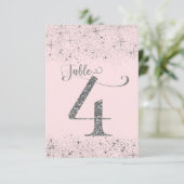 Invitation Nombres de table Pailleté Rose Fardé Numéro 4 (Debout devant)