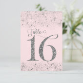 Invitation Nombres de table Pailleté Rose Foncé Argenté Numér (Debout devant)