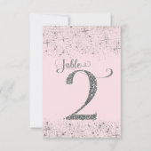 Invitation Nombres de table pailletés rose argent N° 2 (Dos)