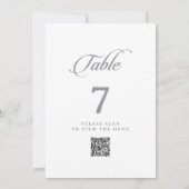 Invitation Nombres de table QR Code Calligraphie Chic Classiq (Dos)