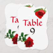 Invitation Nombres de table - Rose rouge aquarelle (Devant / Derrière)