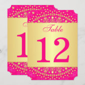 Invitation Nombres de tables aux rouleaux dorés roses complex (Devant / Derrière)