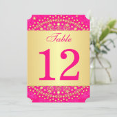 Invitation Nombres de tables aux rouleaux or rose intricés ét (Debout devant)