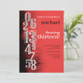 Invitation Nombres sur la fête d'anniversaire grunge (Debout devant)