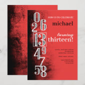 Invitation Nombres sur la fête d'anniversaire grunge (Devant / Derrière)