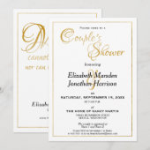 Invitation Nombreuses Eaux Écriture Élégante Dorée Cérémonie  (Devant / Derrière)