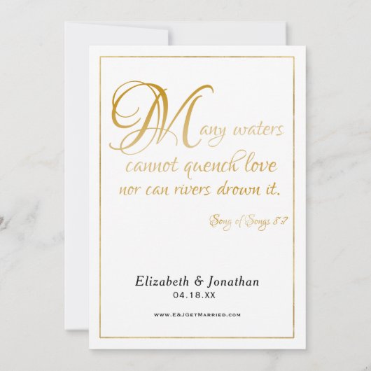 Invitation Nombreux Eaux Écriture Élégant Or Cérémonie de Cou (Dos)