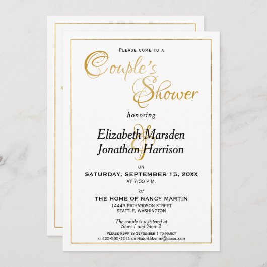 Invitation Nombreux Eaux Écriture Élégant Or Cérémonie de Cou (Devant / Derrière)