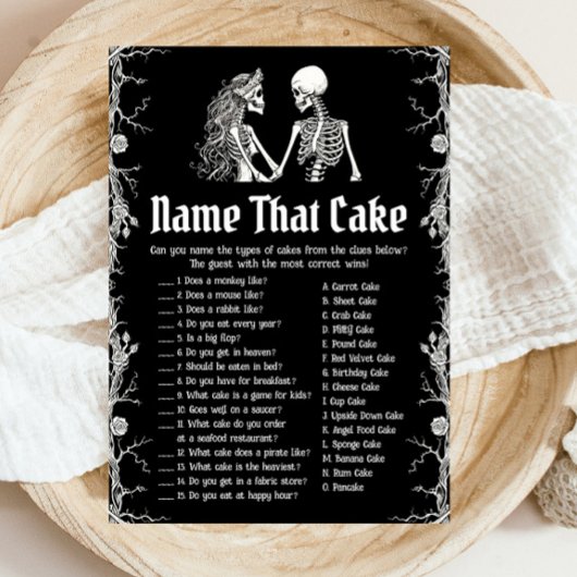 Invitation Nommez ce gâteau de mariage squelette d'Halloween