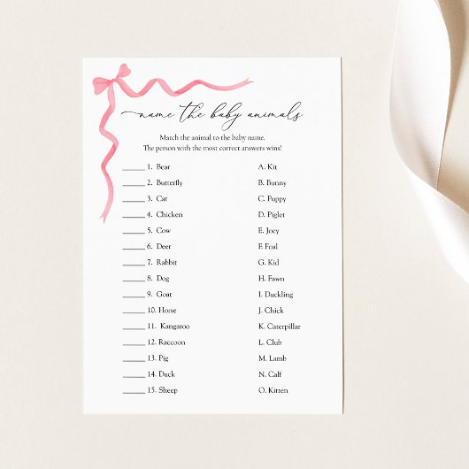 Invitation Nommez le jeu de Baby shower Baby Animals