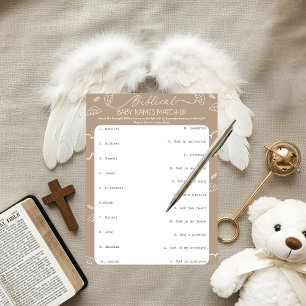 Invitation Noms Bibliques Bébé Beige Céleste Correspondance