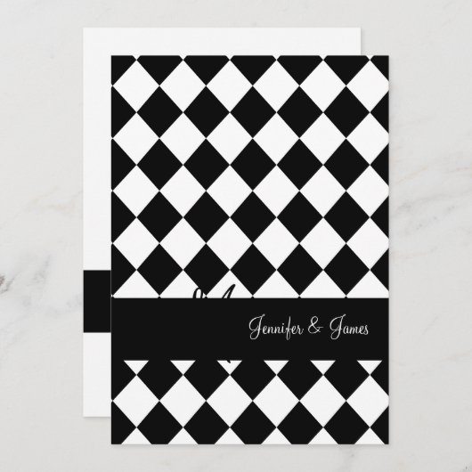 Invitation Noms blancs noirs de monogrammes d'invitations de  (Devant / Derrière)