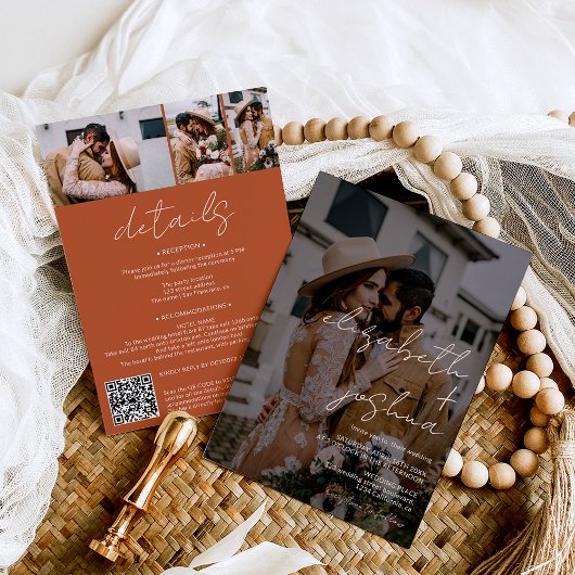 Invitation Noms calligraphie boho 4 photo tout en un mariage