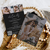 Invitation Noms calligraphie noir 4 photo tout en un mariage