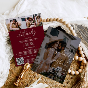 Invitation Noms calligraphie rouge 4 photo tout en un mariage