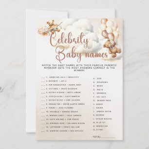 Invitation NOMS DE BÉBÉS DE CÉLÉBRITÉS Jeu de Baby Shower Our