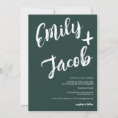 Invitation Noms de brosse moderne vert mariage de code qr (Devant)