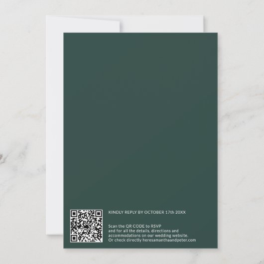Invitation Noms de brosse moderne vert mariage de code qr (Dos)
