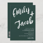 Invitation Noms de brosse moderne vert mariage de code qr (Devant / Derrière)